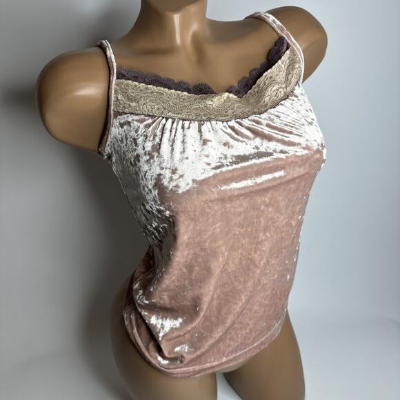 Veeko Tops - Veeko Velvet Lace Trim Camisole Y2K Coquette Fairycore Romantic S Soft Girl